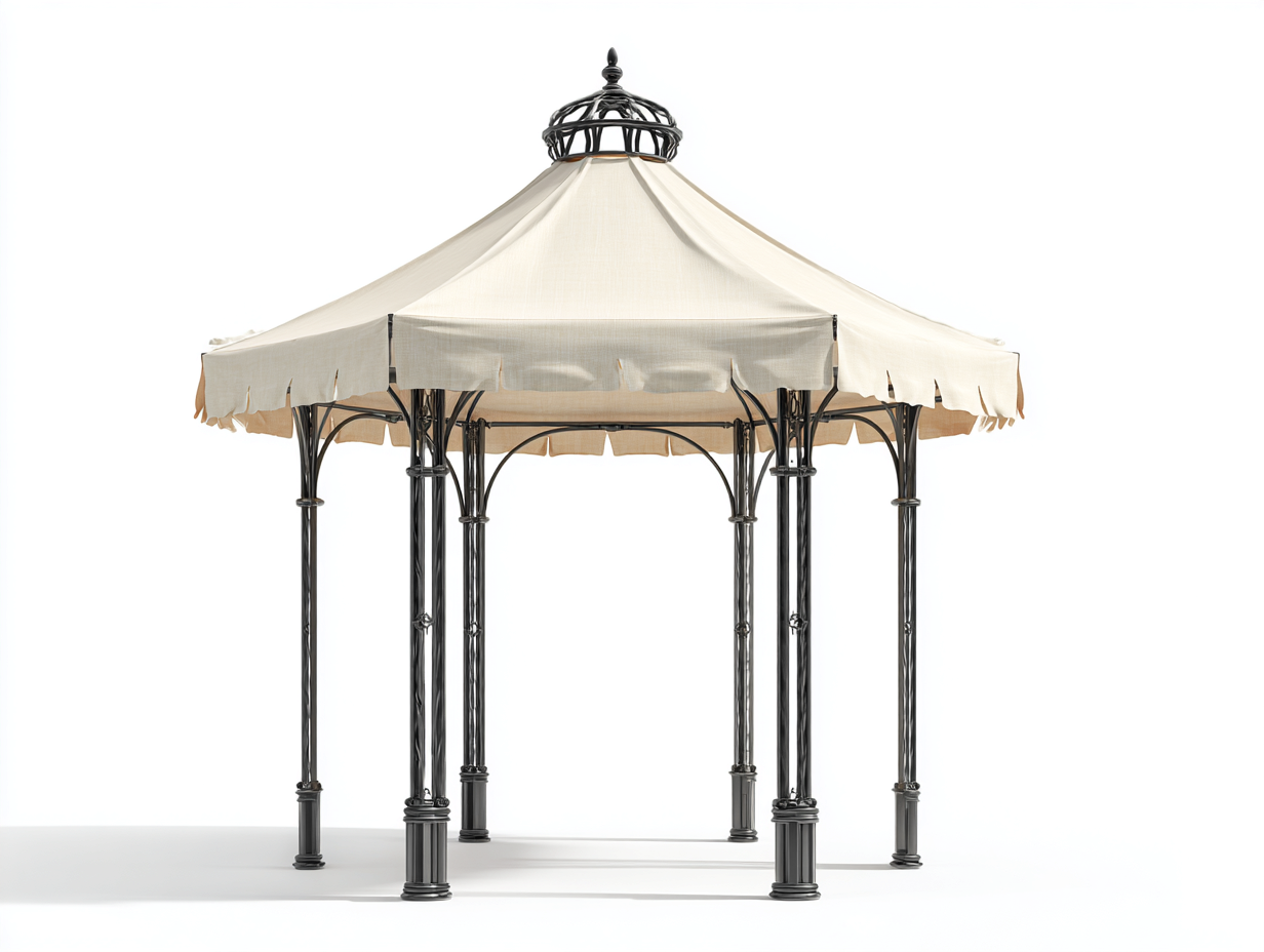 Garden Gazebo Metal Garden Gazebo 300x300x280 cm - Beige-Black - Classic Design-Sofamyio