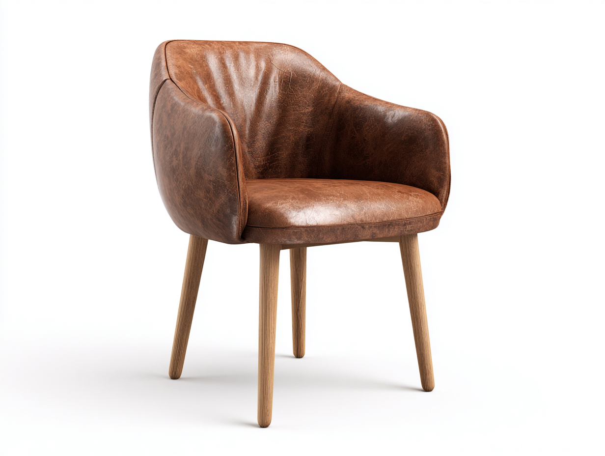 Dining Chairs Upholstered Dining Chair Faux Leather 55x55x78 cm - Brown - Contemporary Design-Sofamyio