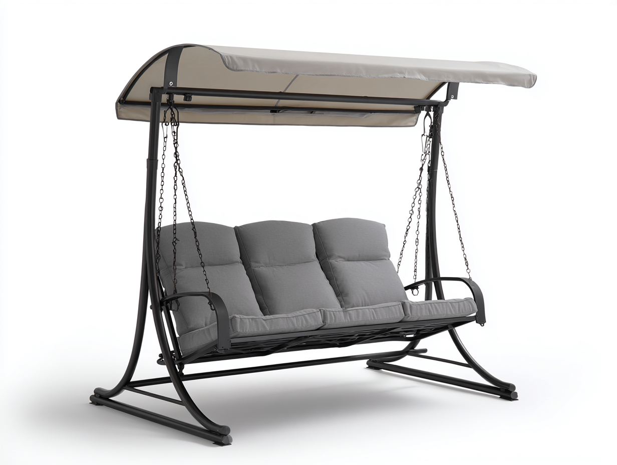 Garden Swing Seat Metal Garden Swing Seat 210x130x170 cm - Grey-Black - Modern Design-Sofamyio