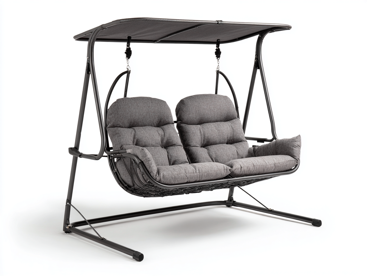 Garden swing seat steel frame 170x120x170 cm - dark grey - modern double seat design for outdoor use-Sofamyio