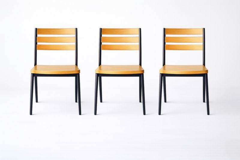 Lot de 3 chaises en bois et métal noir-Gentavero