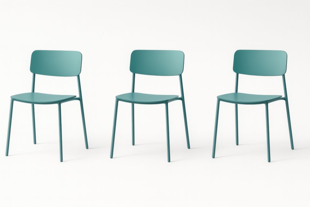 Lot de 3 chaises en métal bleu-Gentavero