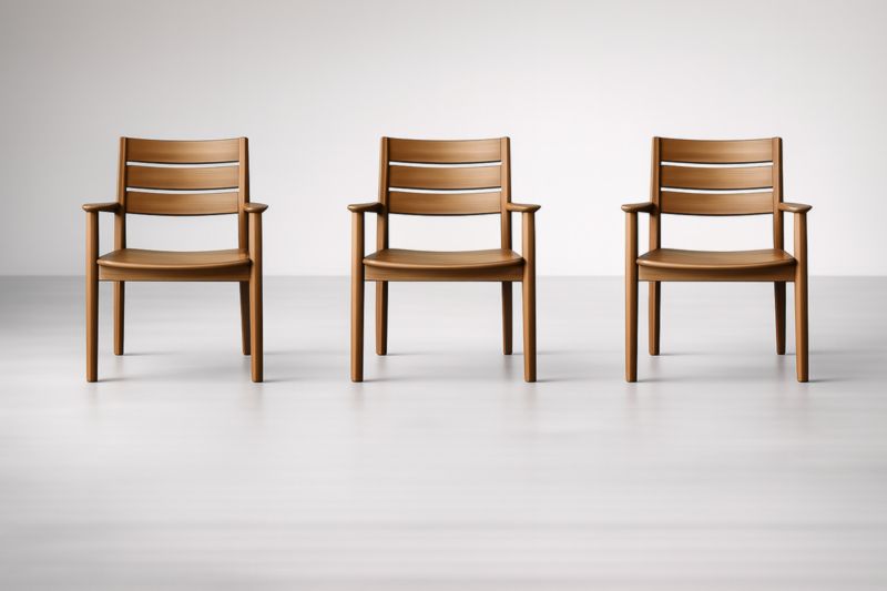 Ensemble de 3 chaises en bois avec accoudoirs Marron-Gentavero