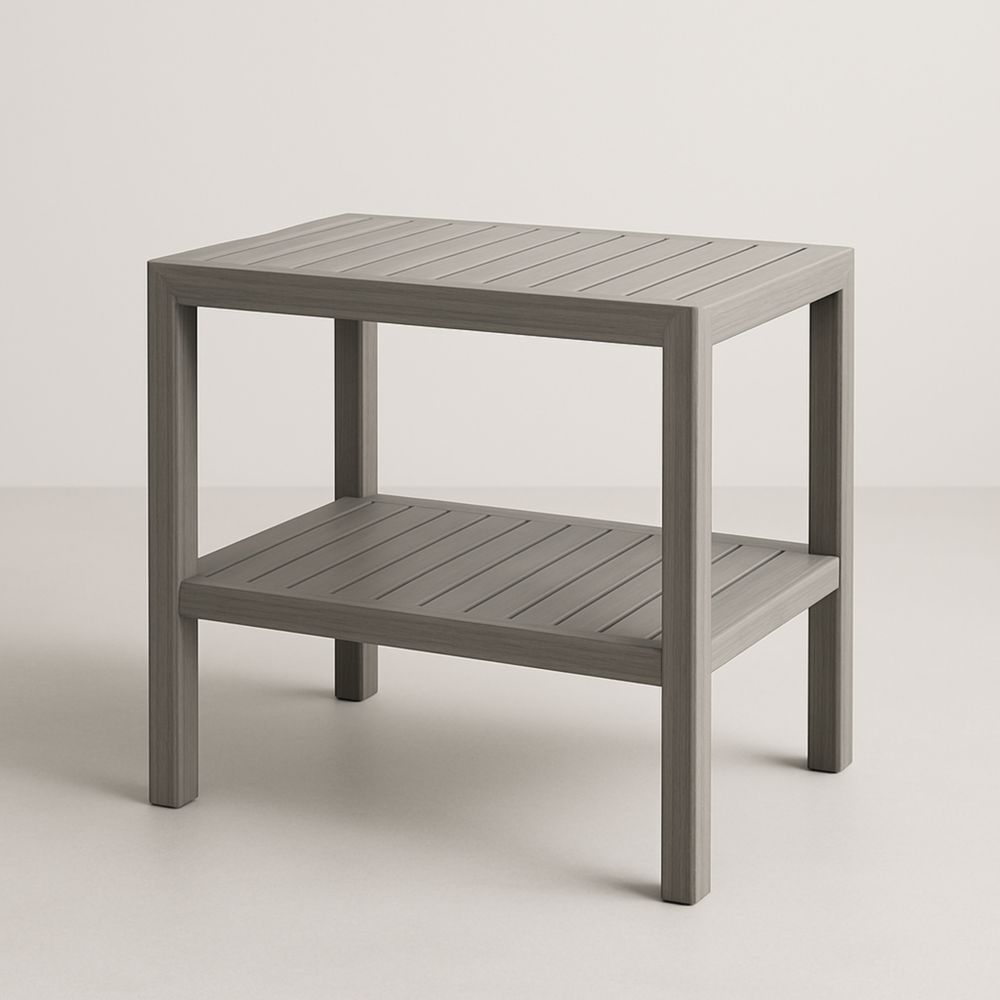 Table d'appoint rectangulaire en plastique gris avec étagère 60x40x60 cm-Gentavero