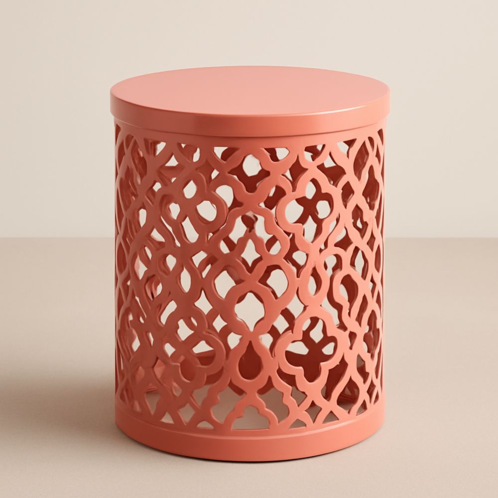 Table d'appoint en métal corail motif ajouré-Gentavero