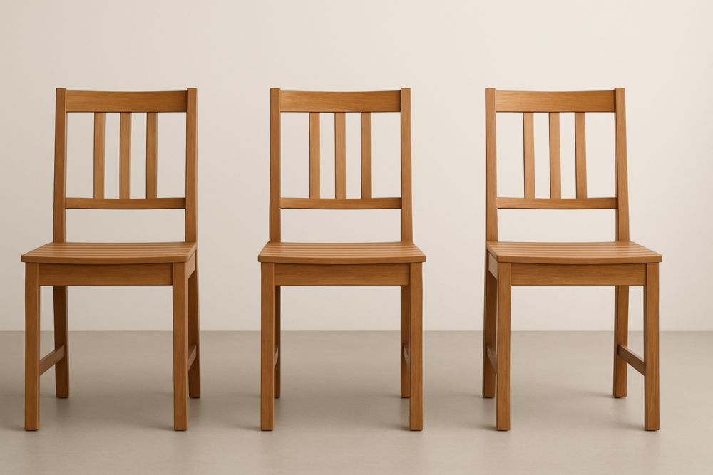 Lot de 3 chaises en bois marron