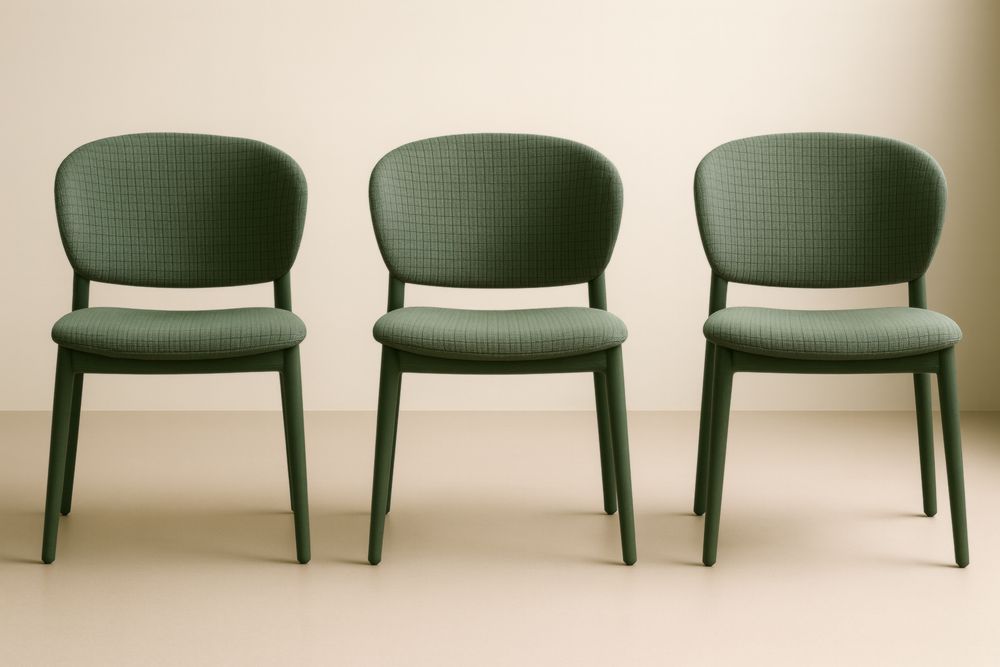 Lot de 3 chaises en bois et tissu Vert 85cm