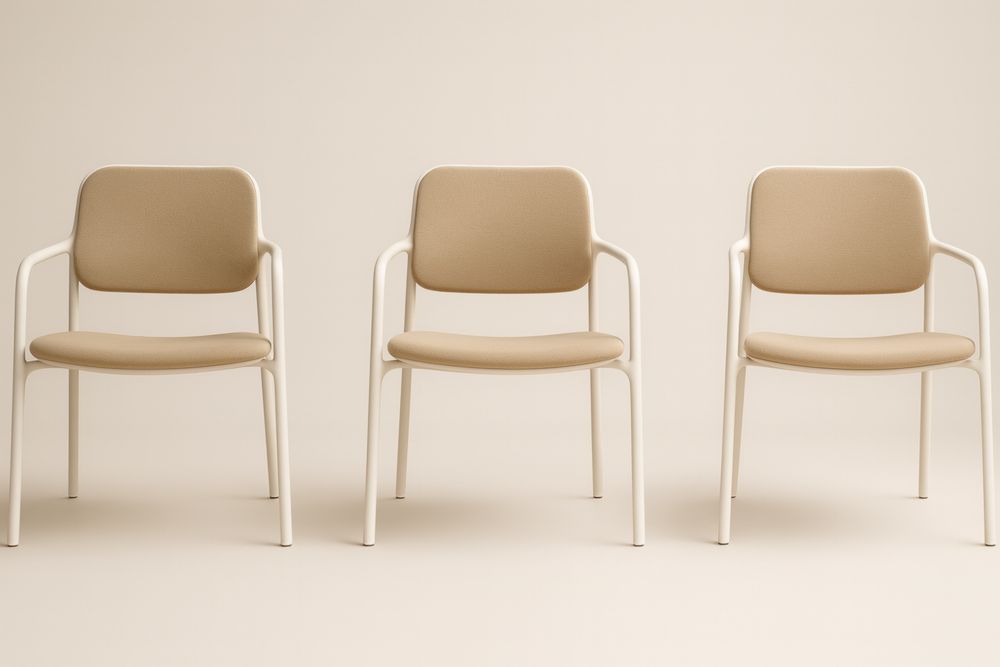 Lot de 3 chaises empilables en acier et polyester Beige