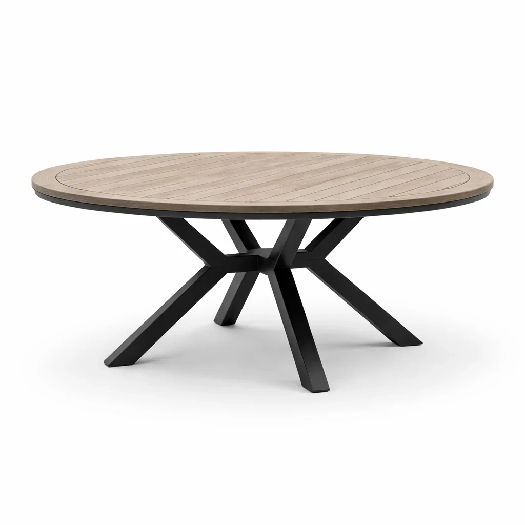 Table basse ronde bois et métal noir-FURNIGEM
