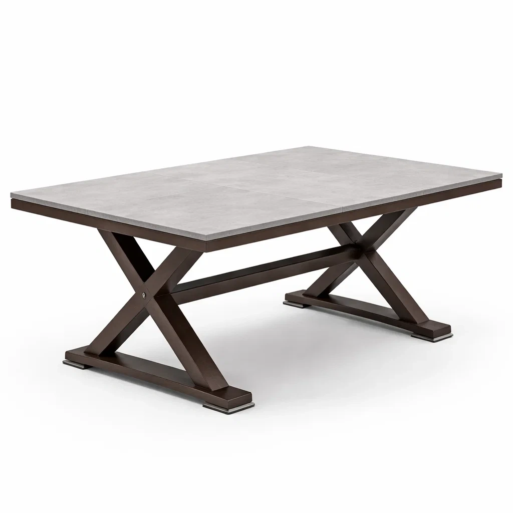Table basse rectangulaire céramique et acier marron/gris 130x70x45 cm-FURNIGEM