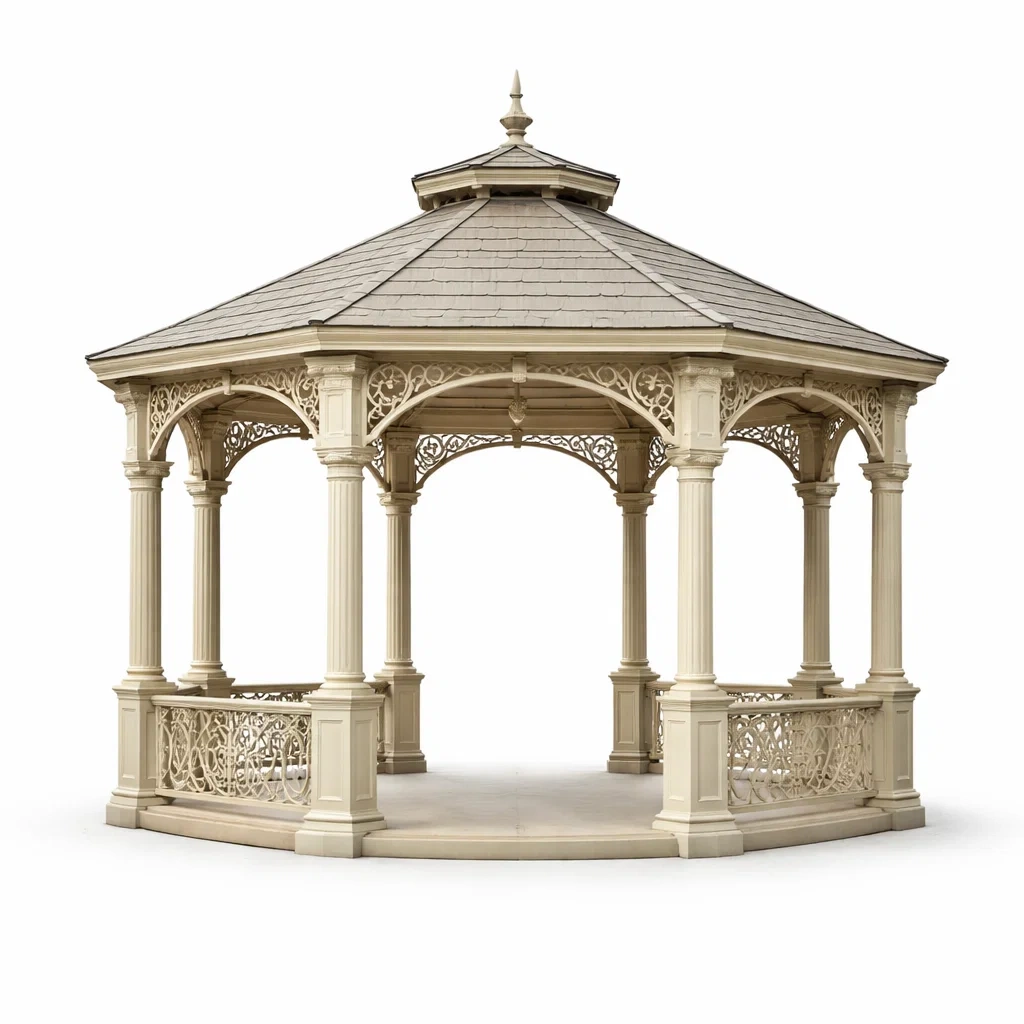 Kiosque de jardin octogonal en aluminium beige-FURNIGEM