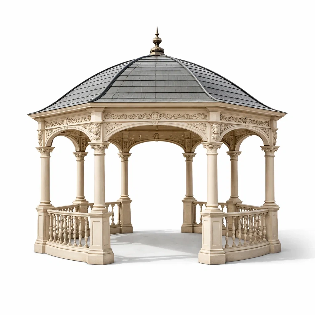 Pavillon de jardin beige en fonte d'aluminium-FURNIGEM