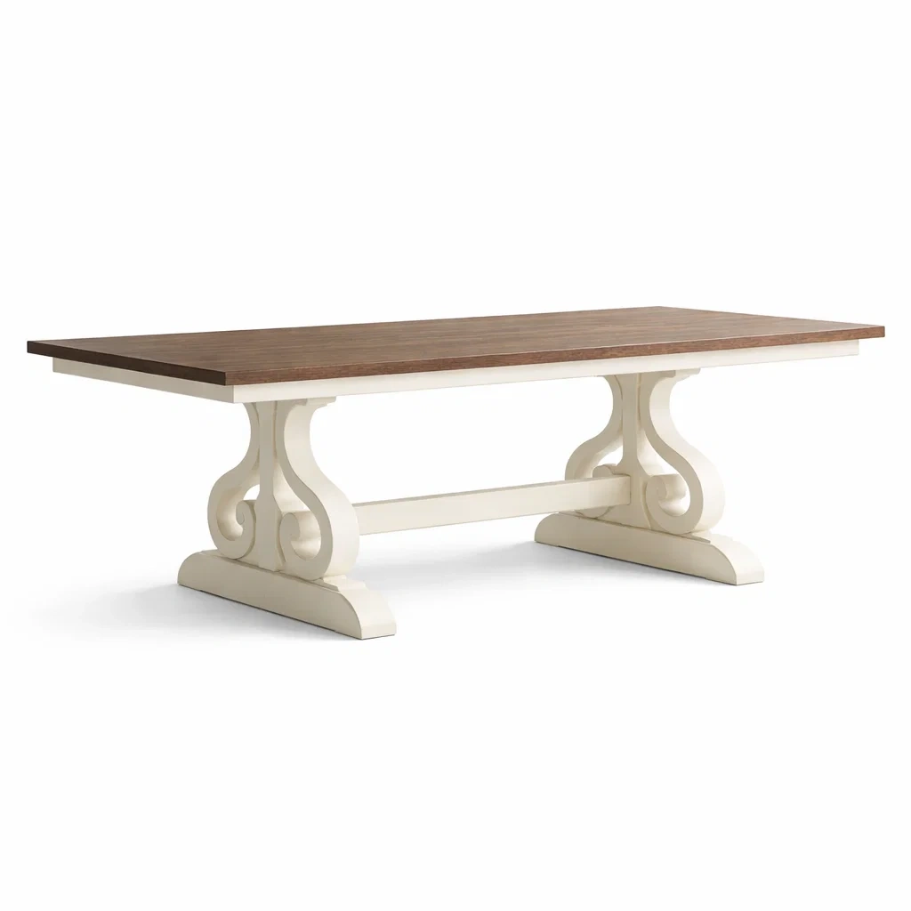 Tavolo rettangolare in Legno con Base in MDF Marrone e Bianco 200x100x75 cm-ROOMNESTZ