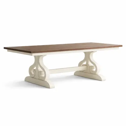 Tavolo rettangolare in Legno con Base in MDF Marrone e Bianco 200x100x75 cm-ROOMNESTZ