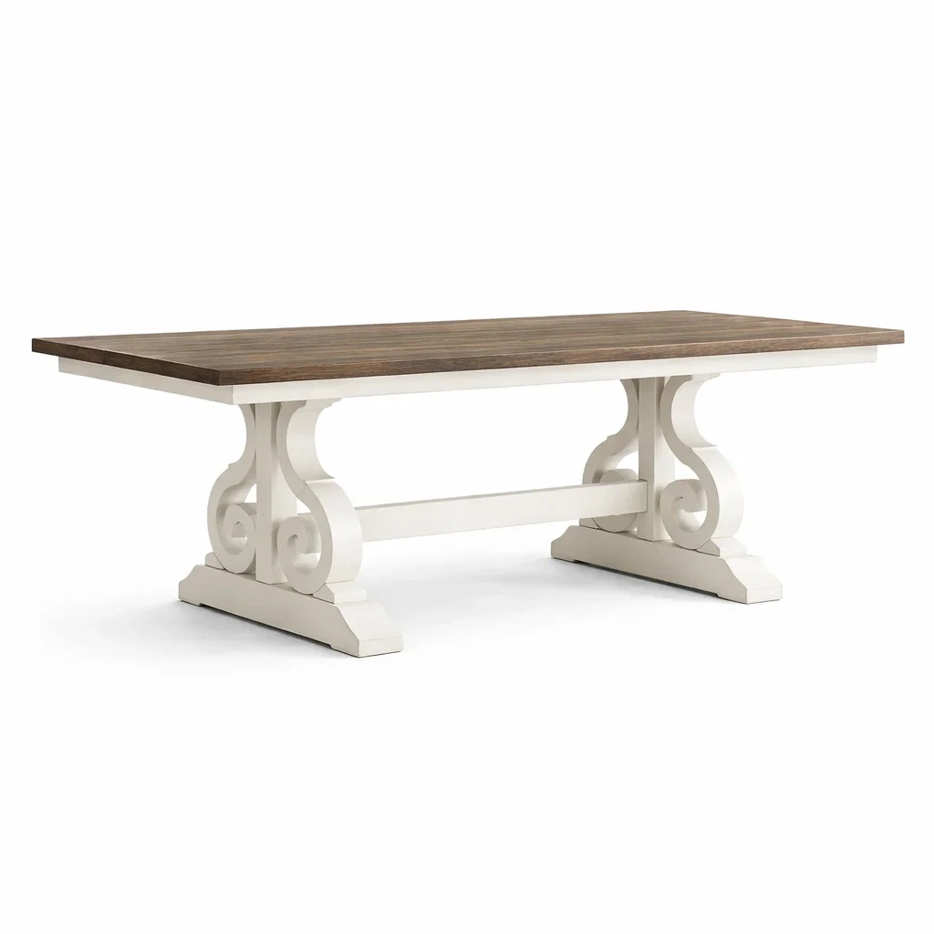 Tavolo rettangolare in Legno Bianco e Naturale 200x100x75 cm-ROOMNESTZ