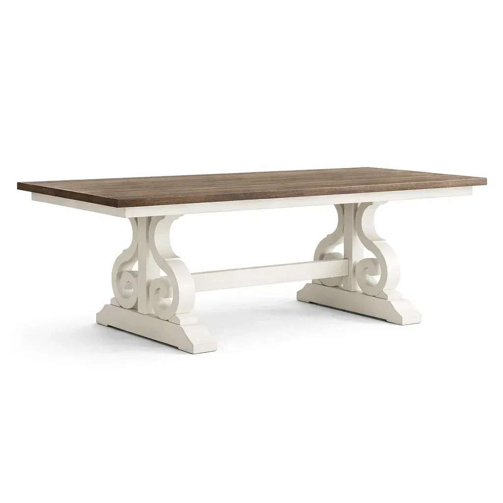 Tavolo rettangolare in Legno Bianco e Naturale 200x100x75 cm-ROOMNESTZ