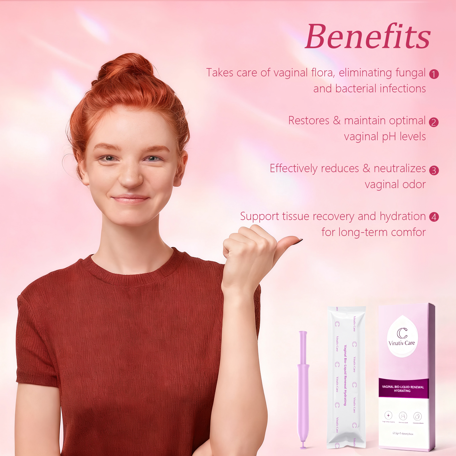 Vinativ Care® All-Natural V-Fresh Gel - Herbal Intimate Care for Women, Firm & Hydrated, Comfort & Radiance, Daily Freshness, PH Balance & Odor Control