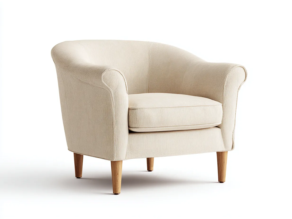 Fauteuil - tissu-bois - 74x70x78 cm - beige - style contemporain-Nestmyyard