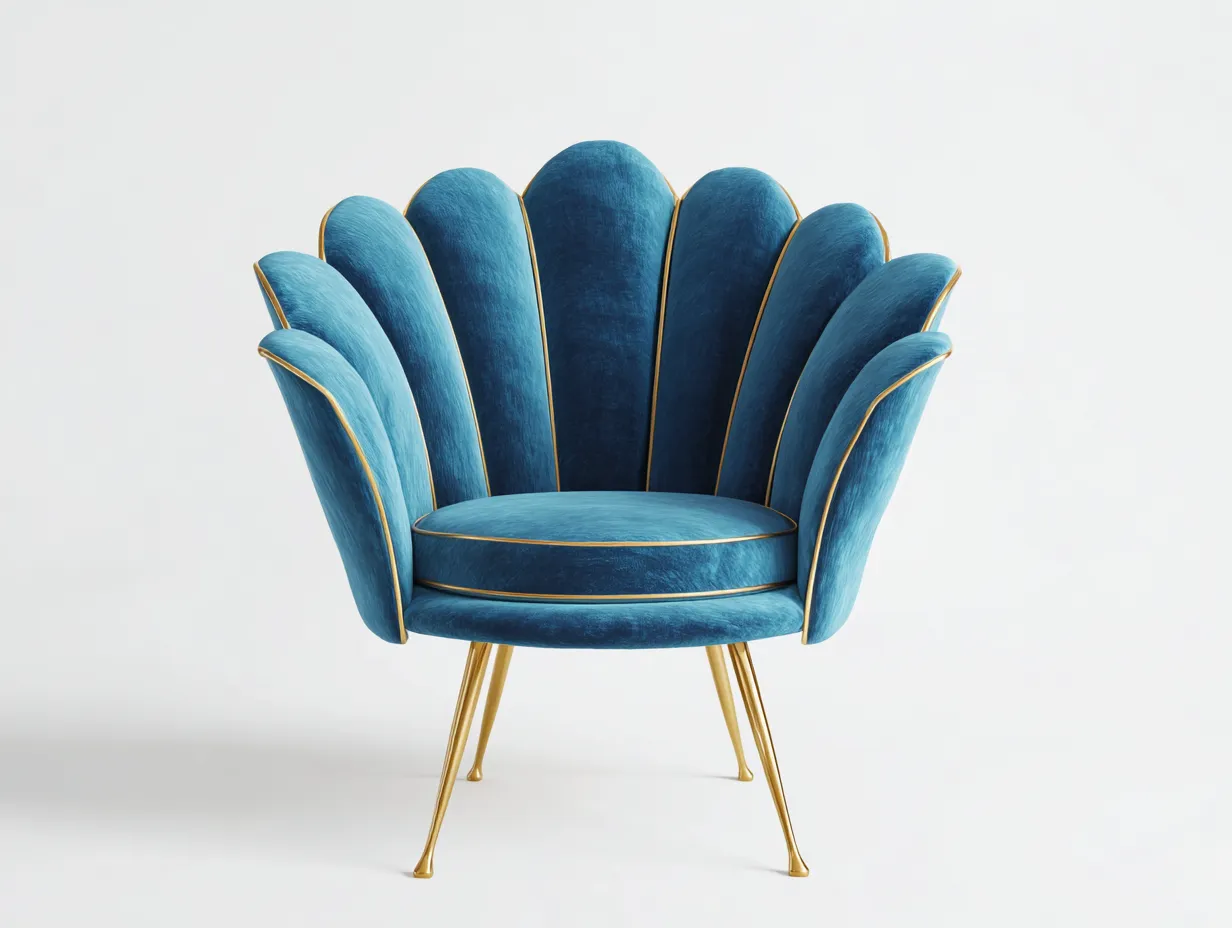 Fauteuil - tissu-métal - 76x73x82 cm - bleu canard - style art déco-Nestmyyard