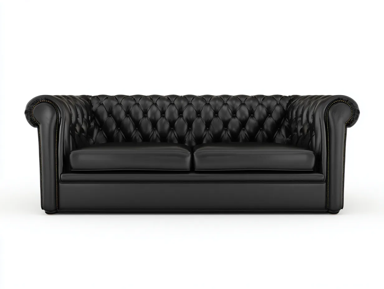 Canapé 3 places - cuir - 215x92x78 cm - noir - style classique-Nestmyyard