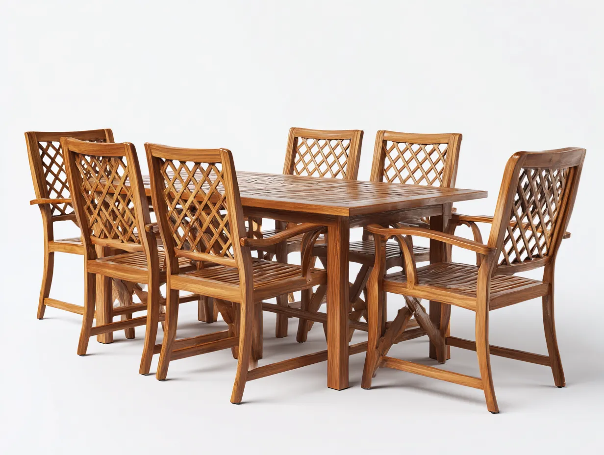 Salon de jardin repas - bois massif - 205x95x75 cm - marron - style classique-Nestmyyard