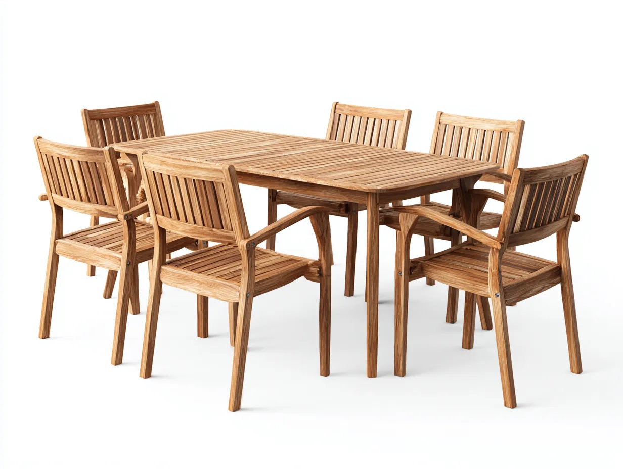 Salon de jardin repas - bois massif - 210x100x75 cm - bois naturel - style traditionnel-Nestmyyard