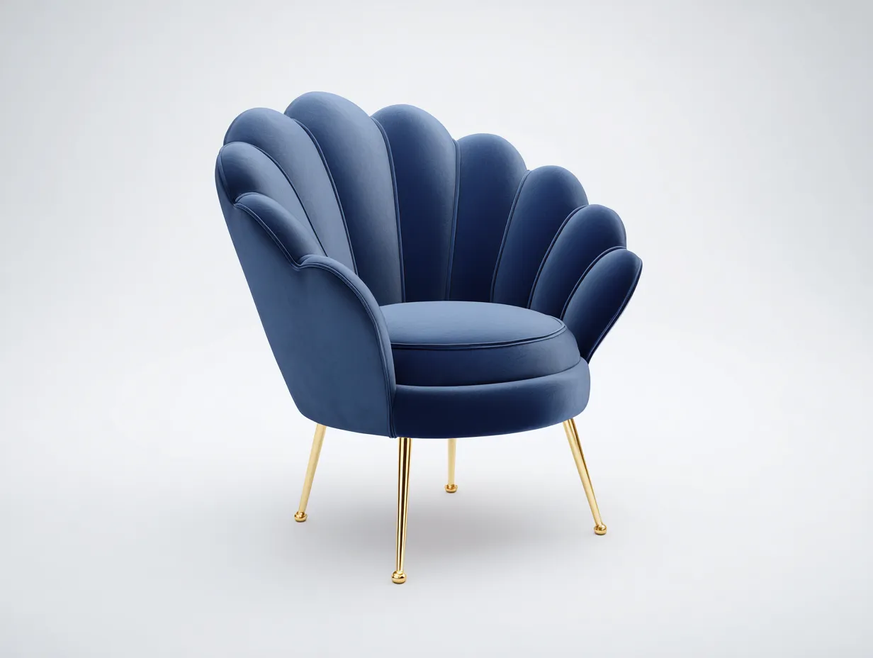 Fauteuil - tissu-métal - 75x72x80 cm - bleu - style art déco-Nestmyyard