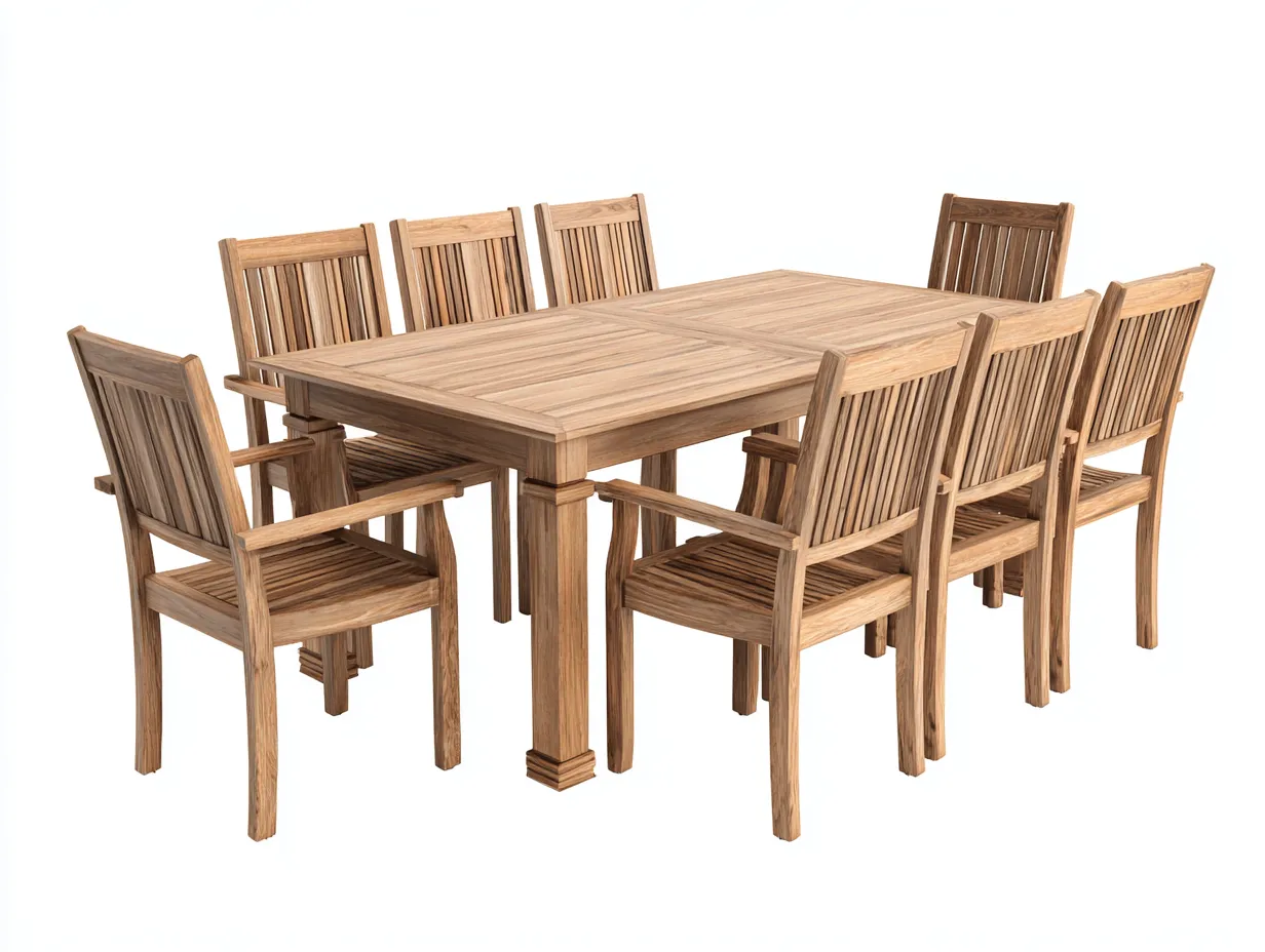 Salon de jardin repas - bois massif - 220x105x76 cm - bois naturel - style classique-Nestmyyard