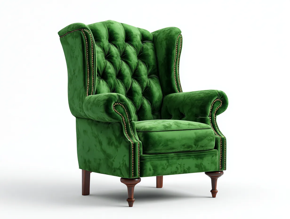 Fauteuil - tissu-bois - 80x82x104 cm - vert émeraude - style classique-Nestmyyard