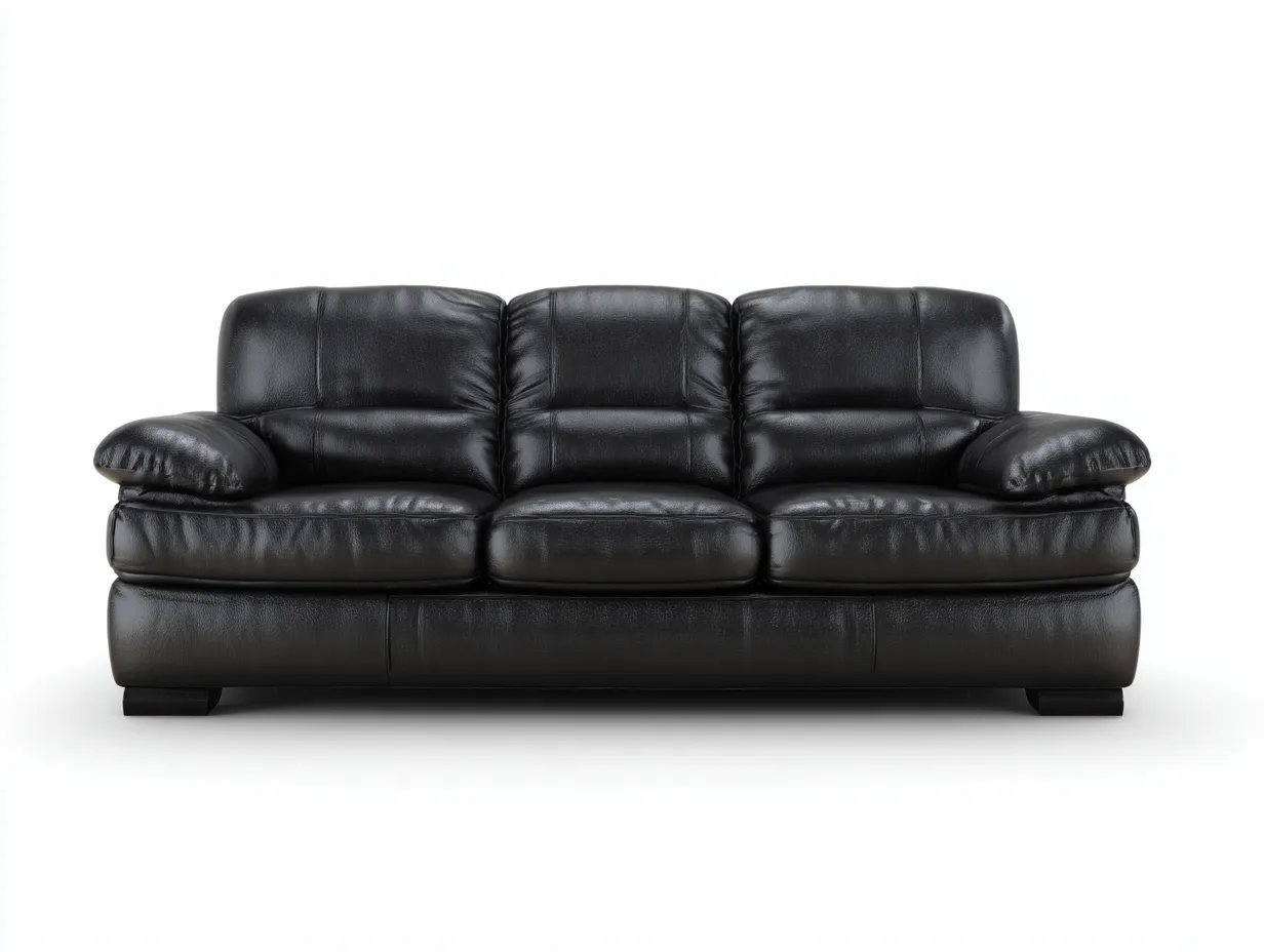 Canapé 3 places - cuir - 218x97x85 cm - noir - style moderne-Nestmyyard