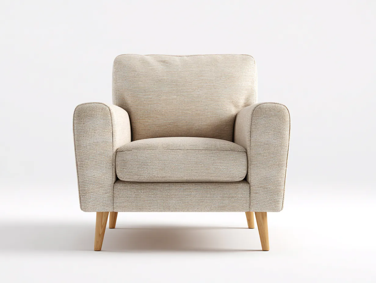 Fauteuil - tissu-bois - 75x73x82 cm - beige - style contemporain-Nestmyyard