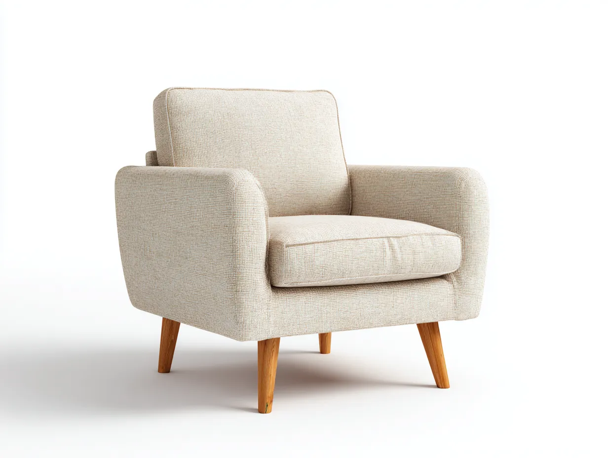 Fauteuil - tissu-bois - 76x72x80 cm - beige - style contemporain-Nestmyyard