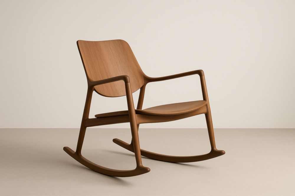 Chaise à bascule en bois marron