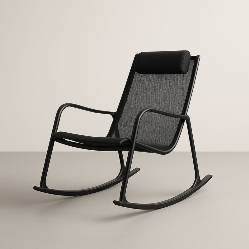 Chaise à bascule en métal et tissu Noir