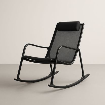 Chaise à bascule en métal et tissu Noir