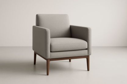 Fauteuil en tissu polyester gris avec cadre en bois