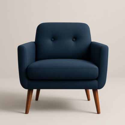 Fauteuil en tissu avec pieds en bois - Bleu
