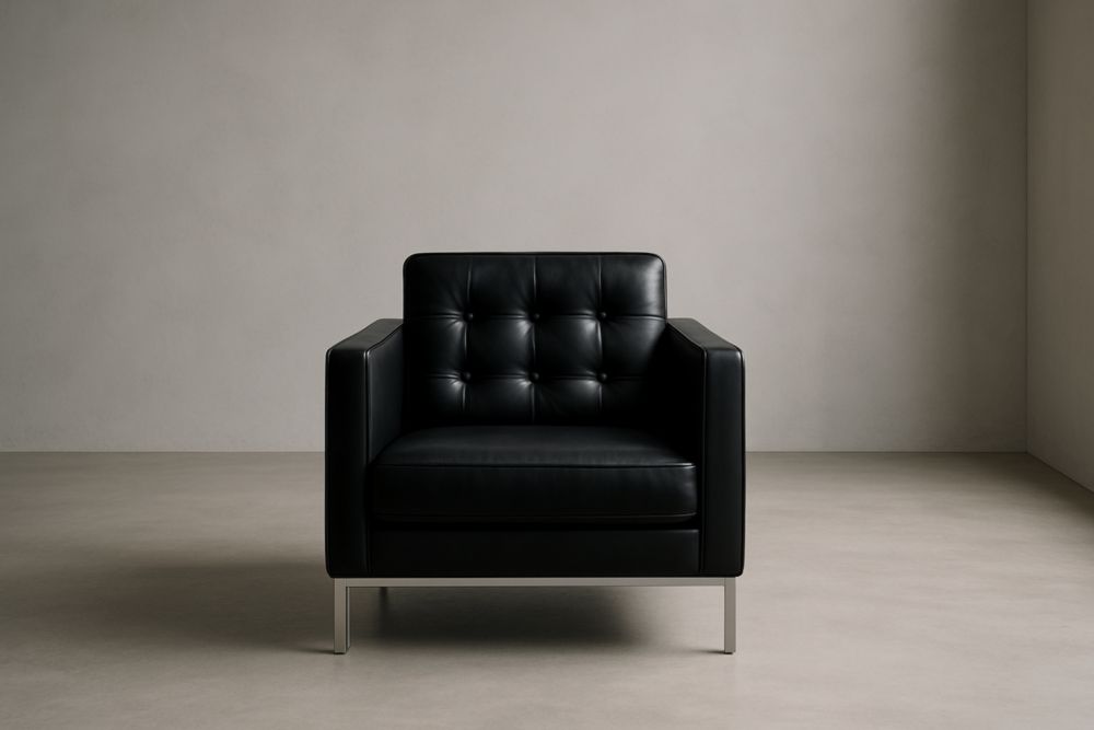 Fauteuil cuir noir pieds métal 75x80x86 cm