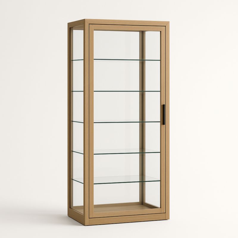 Vitrine en Verre et Chêne Naturel 6 Étagères