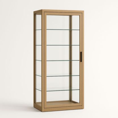 Vitrine en Verre et Chêne Naturel 6 Étagères