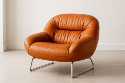 Fauteuil en Cuir Marron Acier Inoxydable