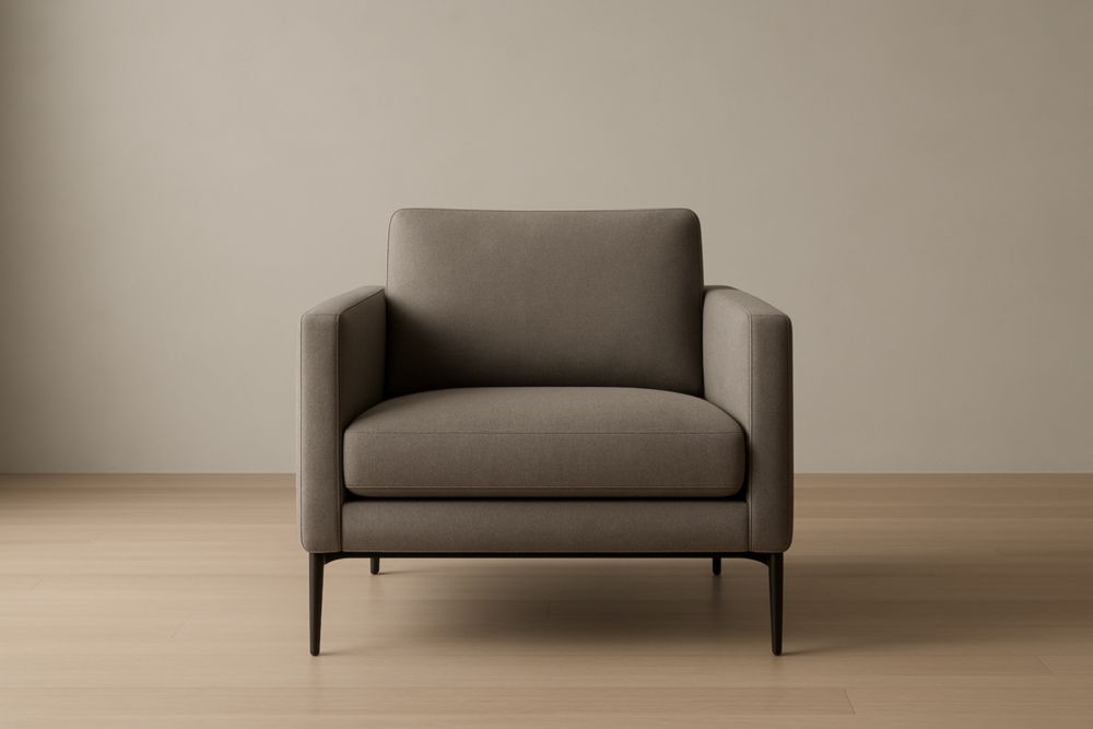 Fauteuil en Tissu Marron avec Pieds Métal