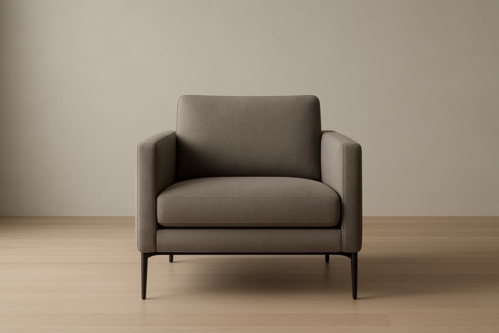 Fauteuil en Tissu Marron avec Pieds Métal