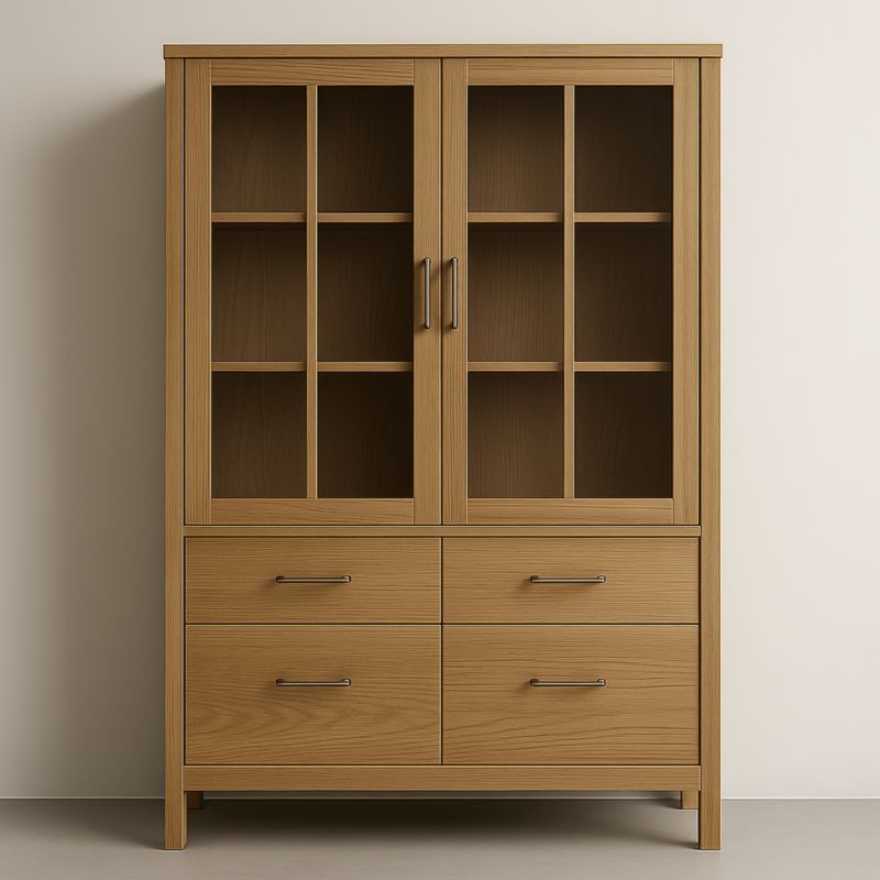 Vitrine en Bois avec Portes en Verre Trempé