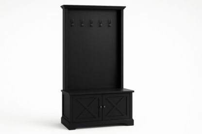 Panca Appendiabiti in Legno MDF Nero con Ganci