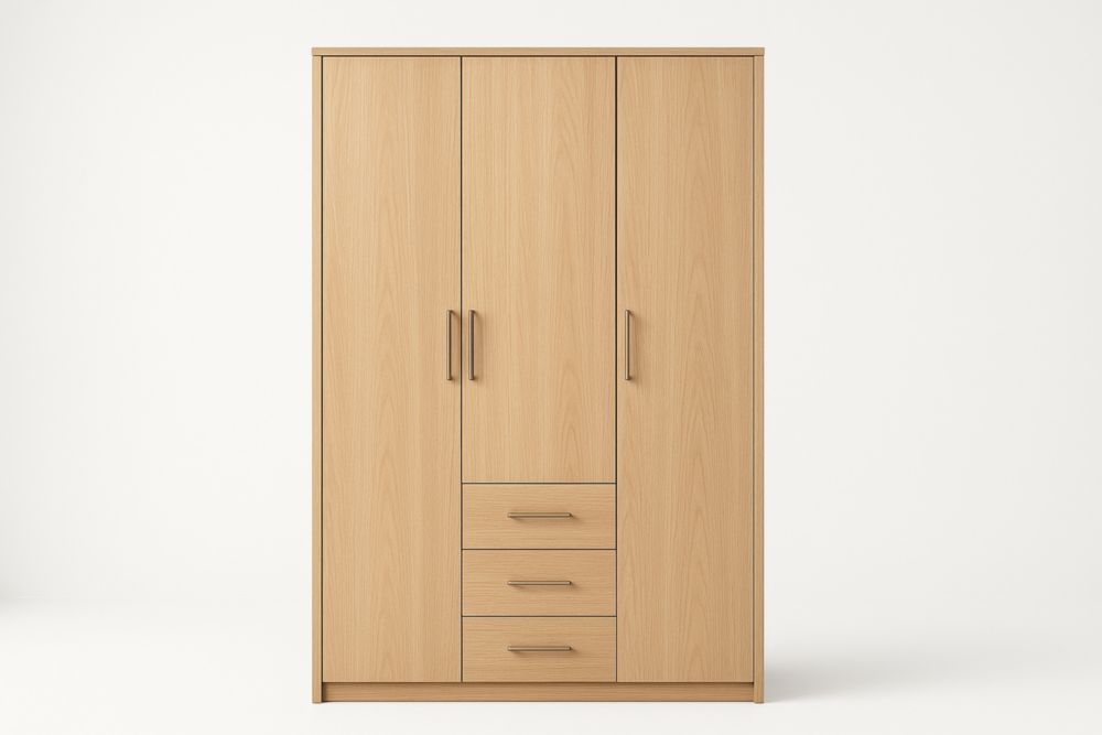 Armadio in Legno Truciolare Rovere 3 Ante e 3 Cassetti 120x180x50 cm