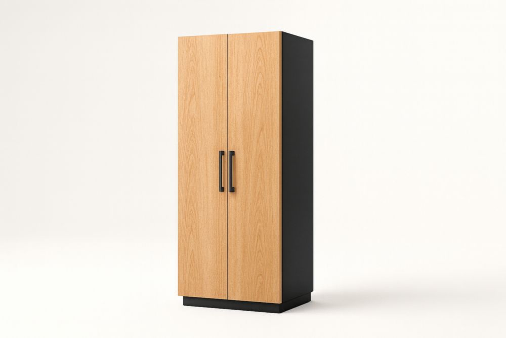 Armadio a Due Ante in Legno e Plastica Rovere e Nero