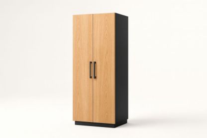 Armadio a Due Ante in Legno e Plastica Rovere e Nero