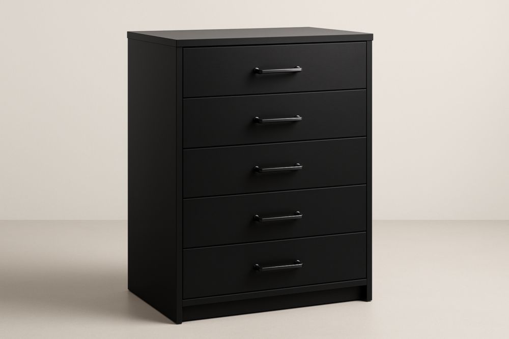 Cassettiera alta 5 cassetti MDF Nero
