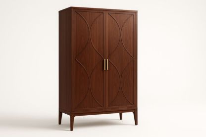 Armadio in Legno Massello con Due Ante Marrone